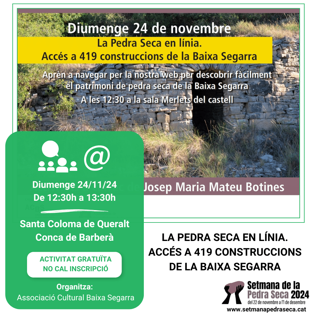 La pedra seca en línia. Accés a 419 construccions de la Baixa Segarra