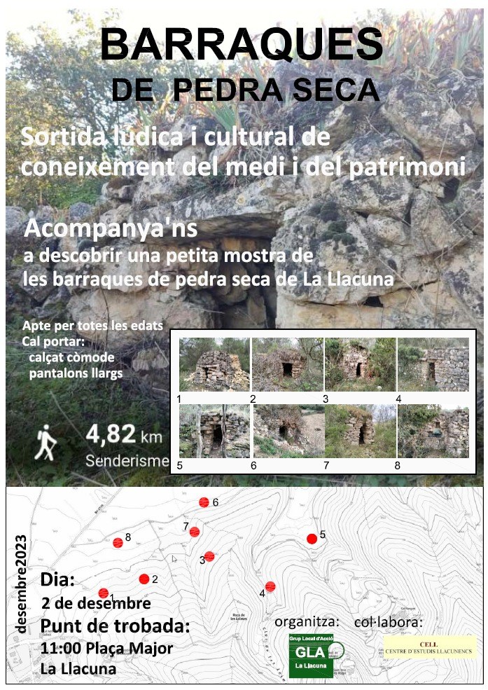 Caminada popular per a descobrir una petita mostra de les barraques de pedra seca de La Llacuna